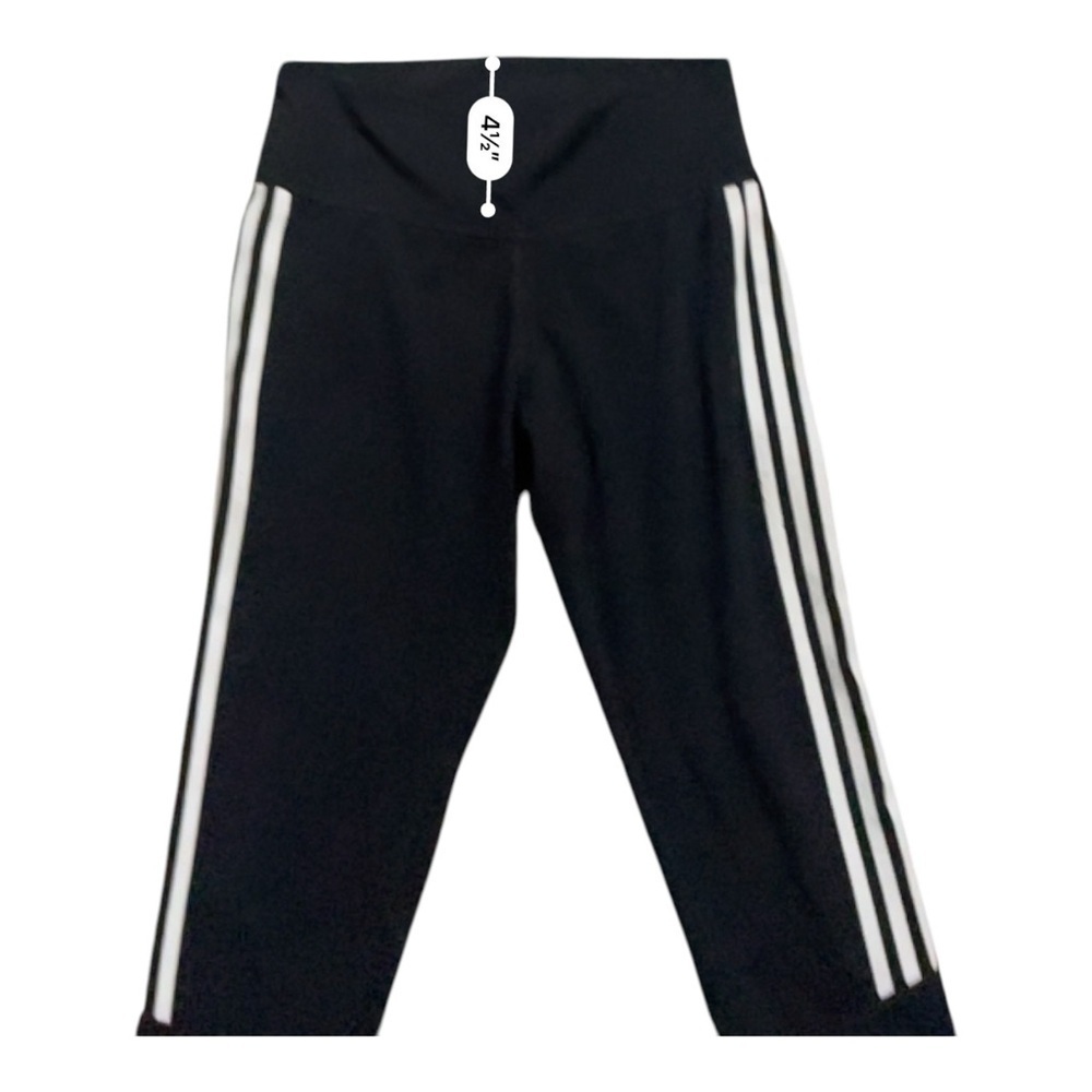Adidas activewear yoga sports leggings black striped pocket wide waist Women M - Picture 10 of 15